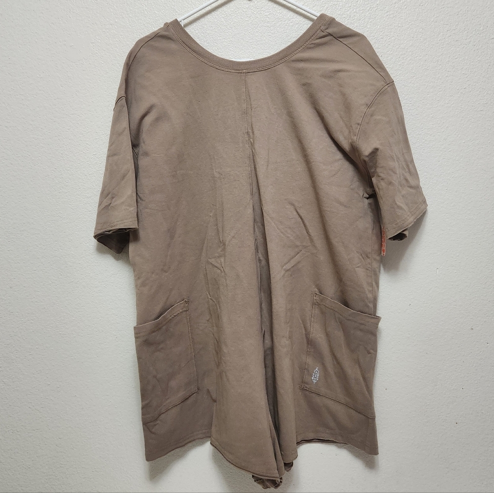Free People FP Movement Women's Hot Shot Tee Romper Tan Jumpsuit Mocha Latte - Picture 4 of 16